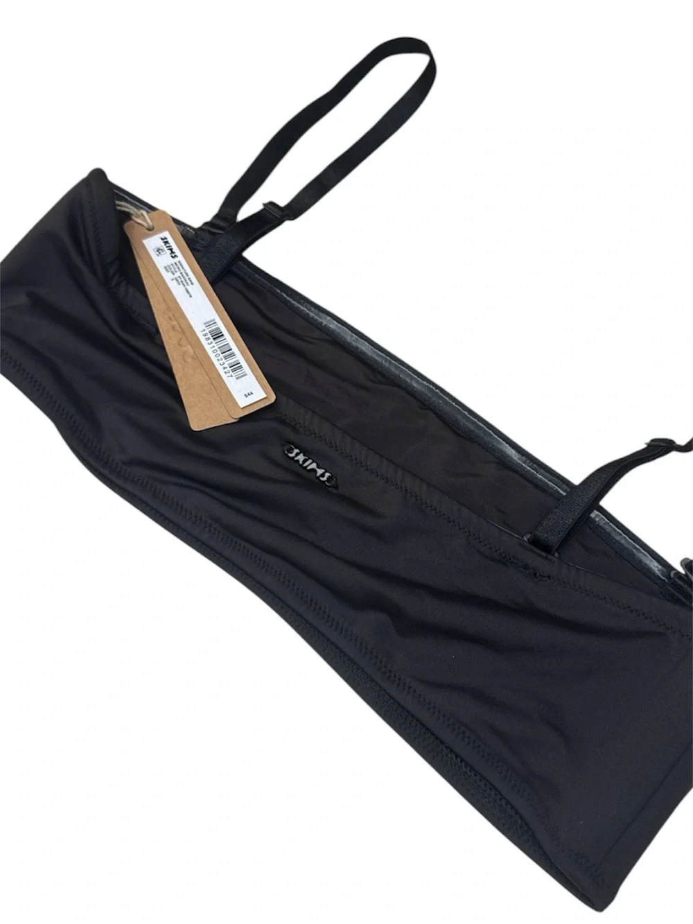 NWT Skims - Onxy Black Signature Swim Micro Bandeau Top with Detachable Straps